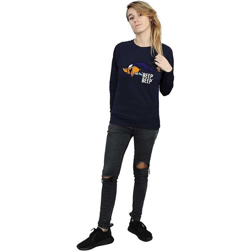 Navy Blue - Side - Looney Tunes Womens-Ladies Beep Beep Road Runner Cotton Sweatshirt