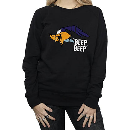 Black - Front - Looney Tunes Womens-Ladies Beep Beep Road Runner Cotton Sweatshirt