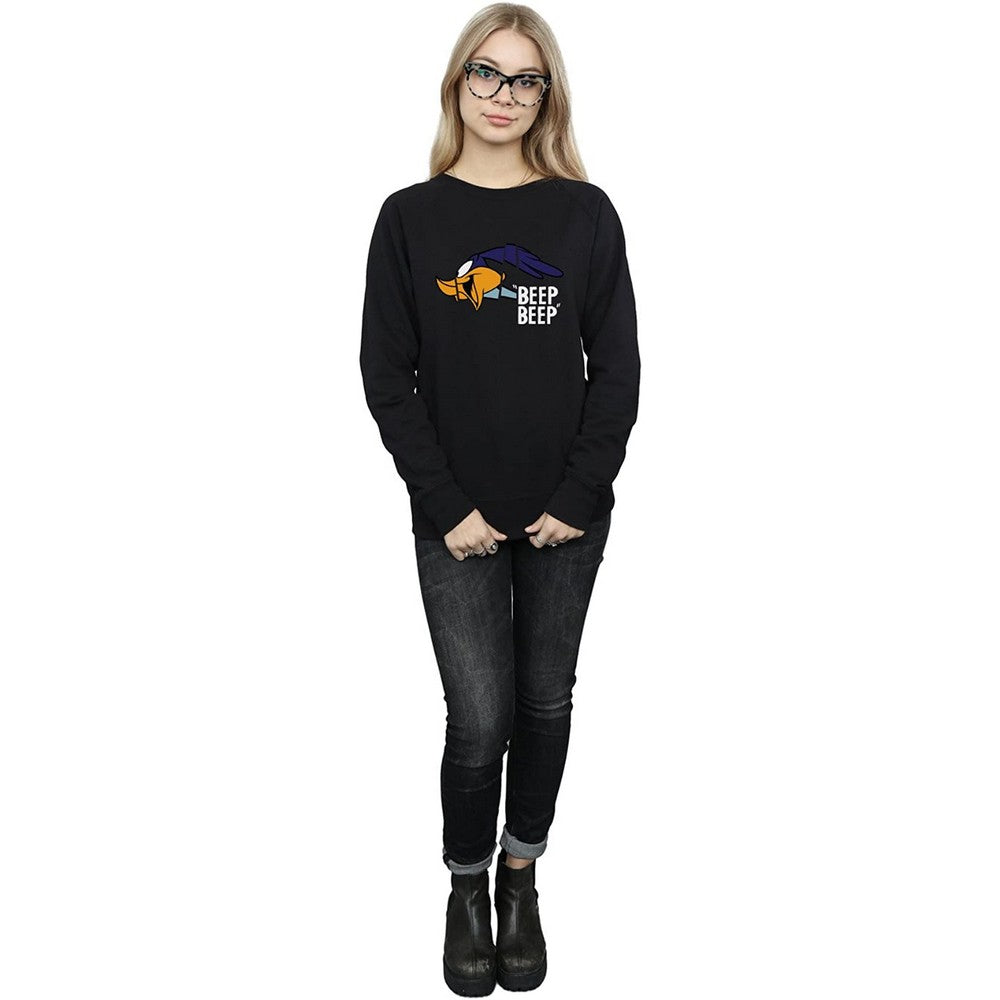 Black - Side - Looney Tunes Womens-Ladies Beep Beep Road Runner Cotton Sweatshirt