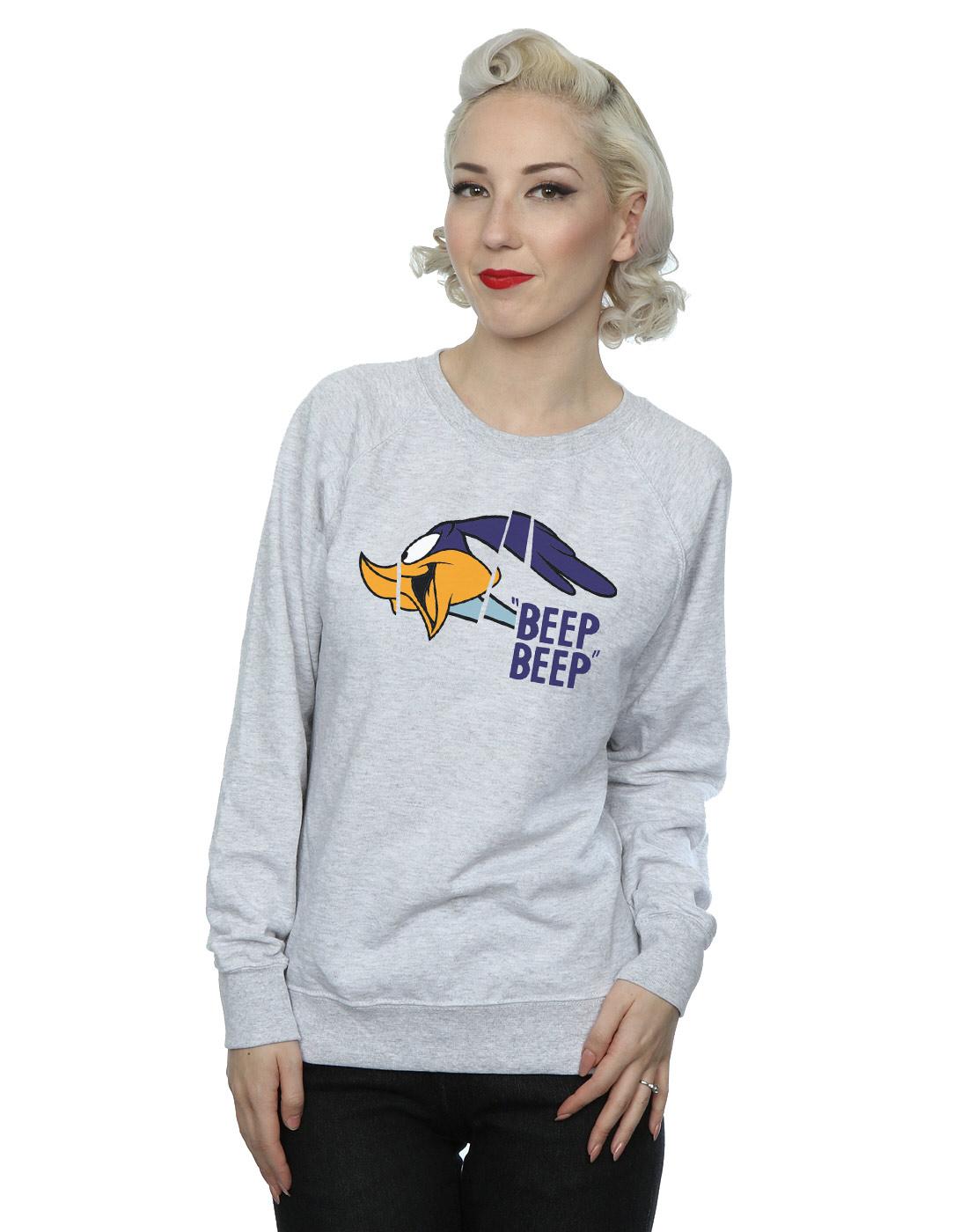 Heather Grey - Back - Looney Tunes Womens-Ladies Beep Beep Road Runner Cotton Sweatshirt
