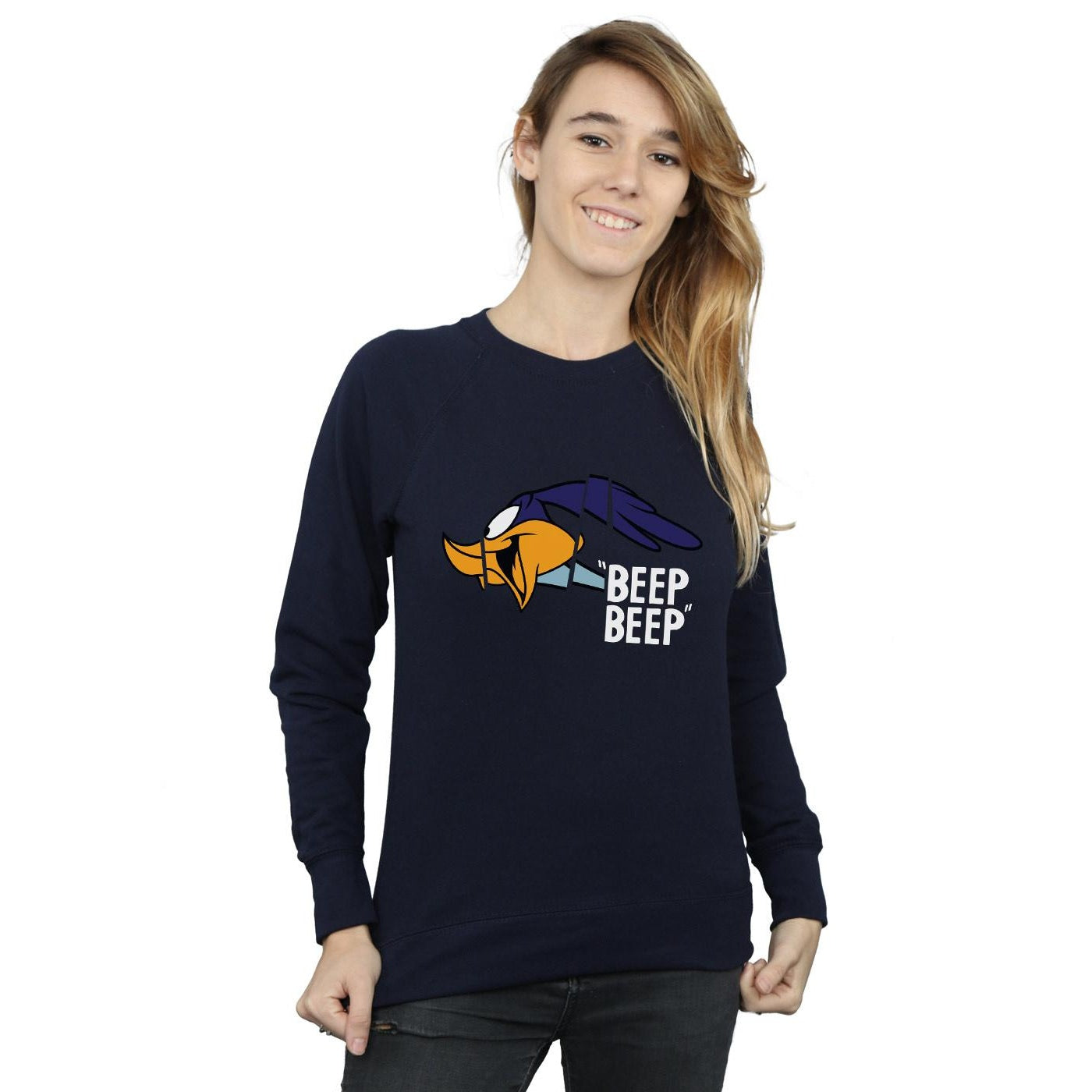 Navy Blue - Lifestyle - Looney Tunes Womens-Ladies Beep Beep Road Runner Cotton Sweatshirt