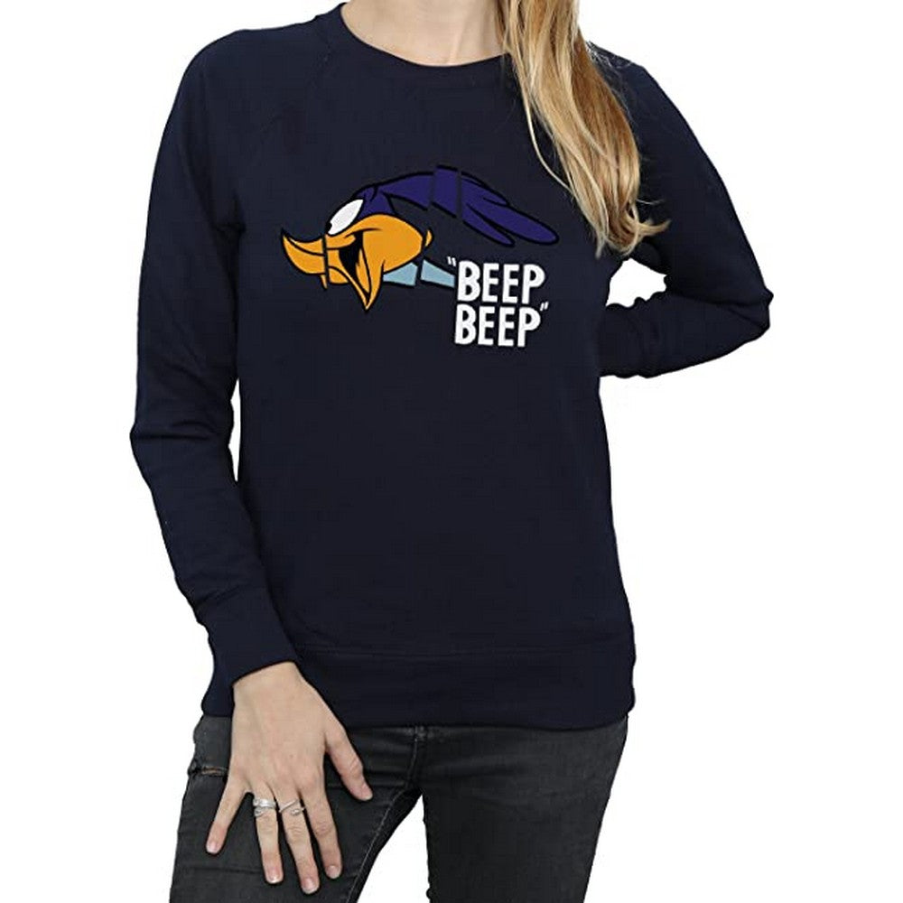Navy Blue - Front - Looney Tunes Womens-Ladies Beep Beep Road Runner Cotton Sweatshirt