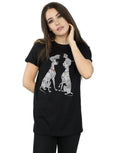 Black - Front - 101 Dalmatians Womens-Ladies Pongo And Perdita Cotton Boyfriend T-Shirt