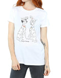 White - Pack Shot - 101 Dalmatians Womens-Ladies Pongo And Perdita Cotton Boyfriend T-Shirt