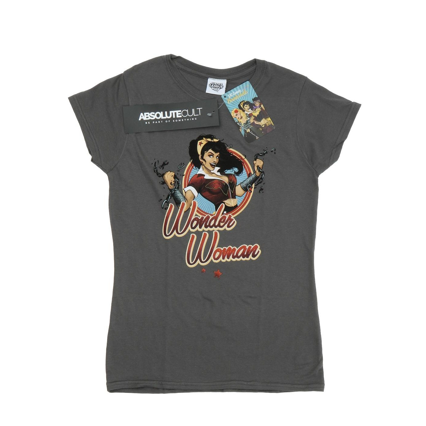 Charcoal - Front - Wonder Woman Womens-Ladies Bombshells Badge Heather T-Shirt