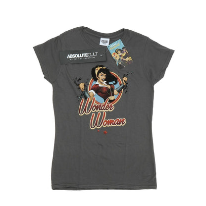 Charcoal - Front - Wonder Woman Womens-Ladies Bombshells Badge Heather T-Shirt