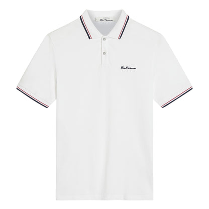 White - Front - Ben Sherman Mens Signature Pique Polo Shirt