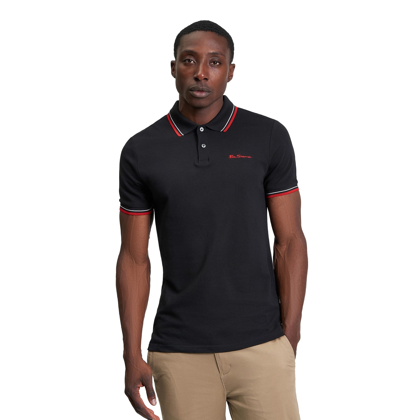 Black - Front - Ben Sherman Mens Signature Pique Polo Shirt