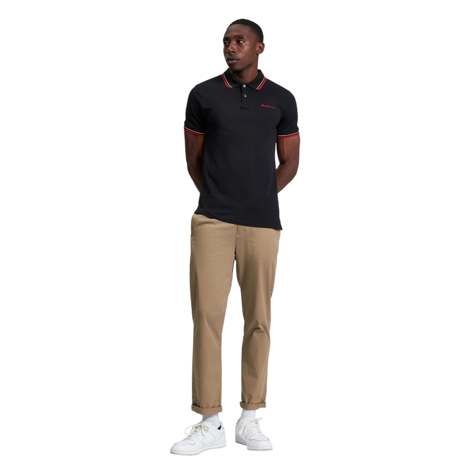 Black - Side - Ben Sherman Mens Signature Pique Polo Shirt