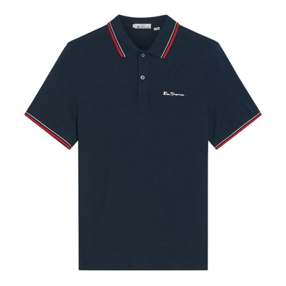 Dark Navy - Front - Ben Sherman Mens Signature Pique Polo Shirt