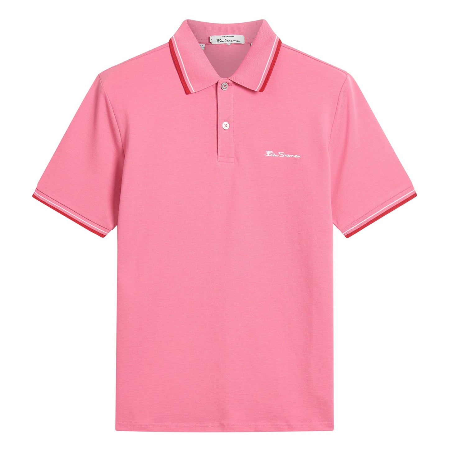 Calypso Coral - Front - Ben Sherman Mens Signature Pique Polo Shirt