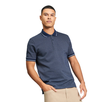 Dark Navy - Side - Ben Sherman Mens Jacquard Polo Shirt