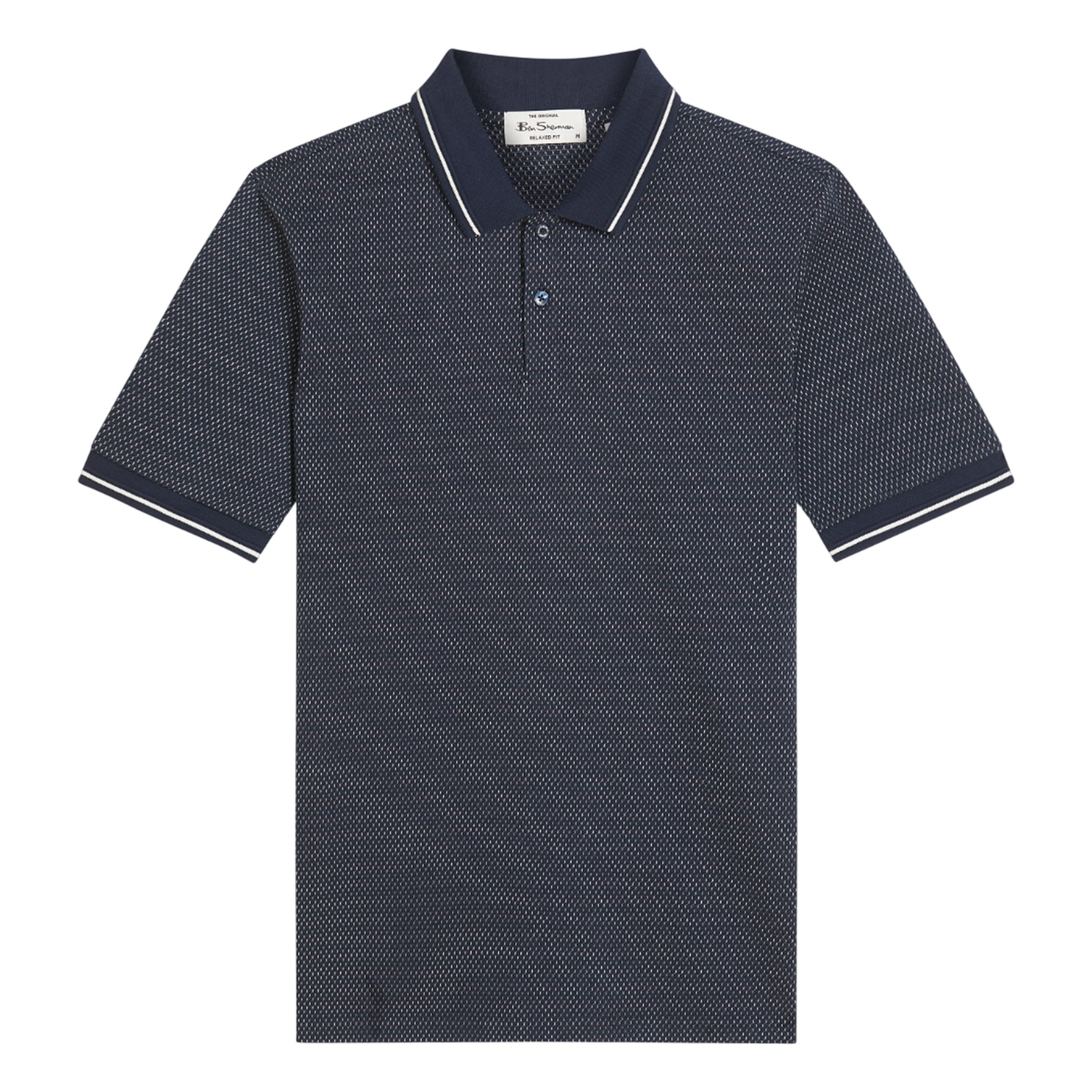 Dark Navy - Front - Ben Sherman Mens Jacquard Polo Shirt