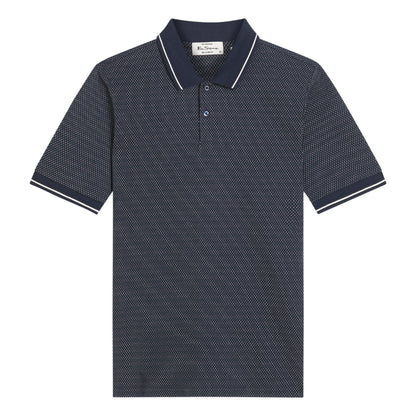 Dark Navy - Front - Ben Sherman Mens Jacquard Polo Shirt