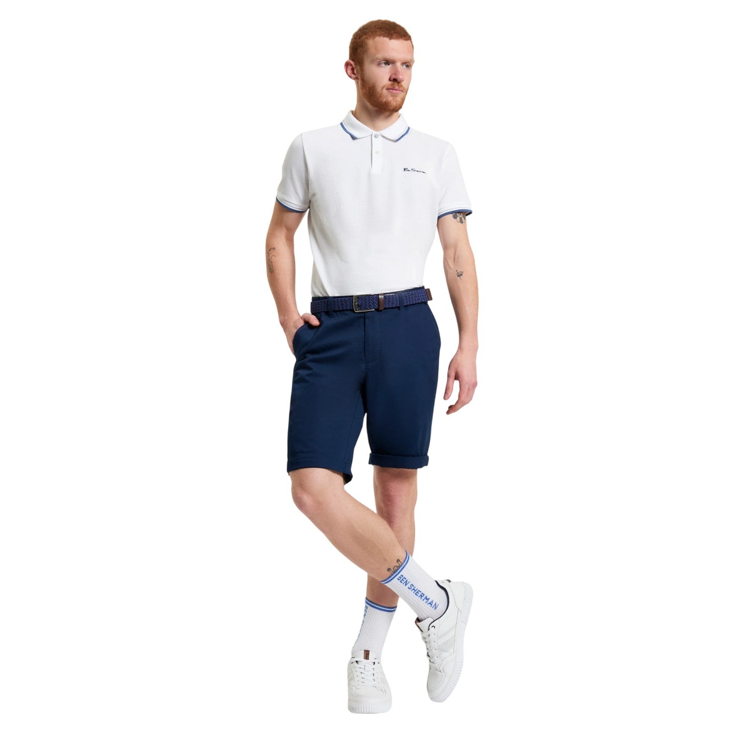 Dark Navy - Side - Ben Sherman Mens Signature Chino Shorts