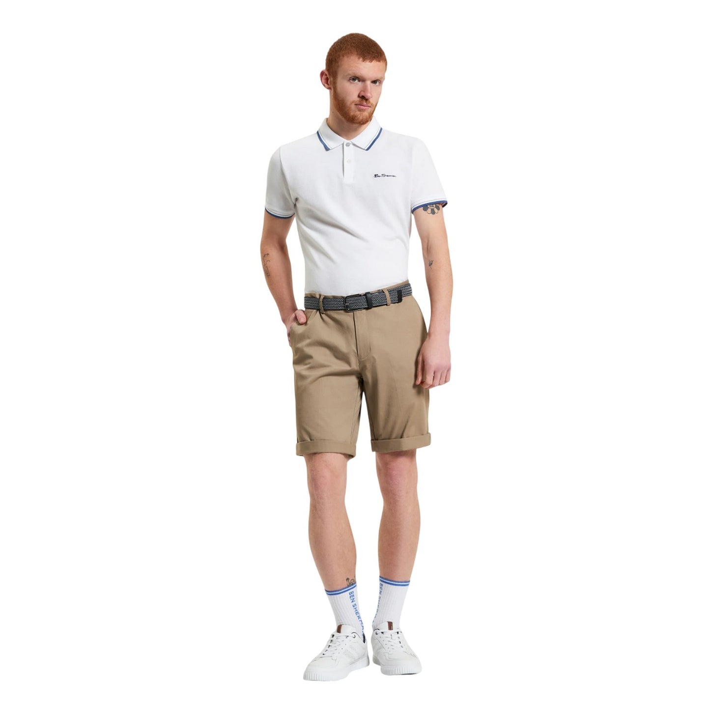 Stone - Side - Ben Sherman Mens Signature Chino Shorts