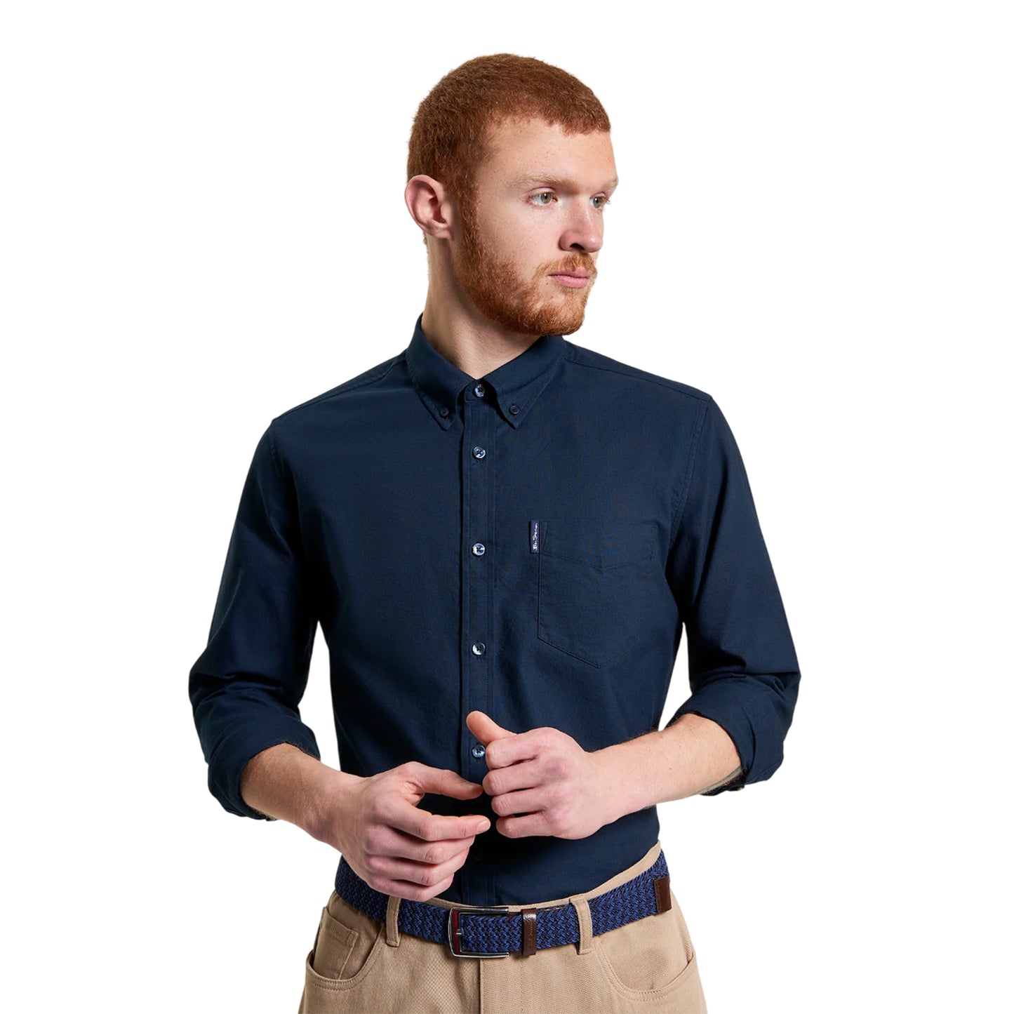 Dark Navy - Front - Ben Sherman Mens Signature Oxford Long-Sleeved Shirt