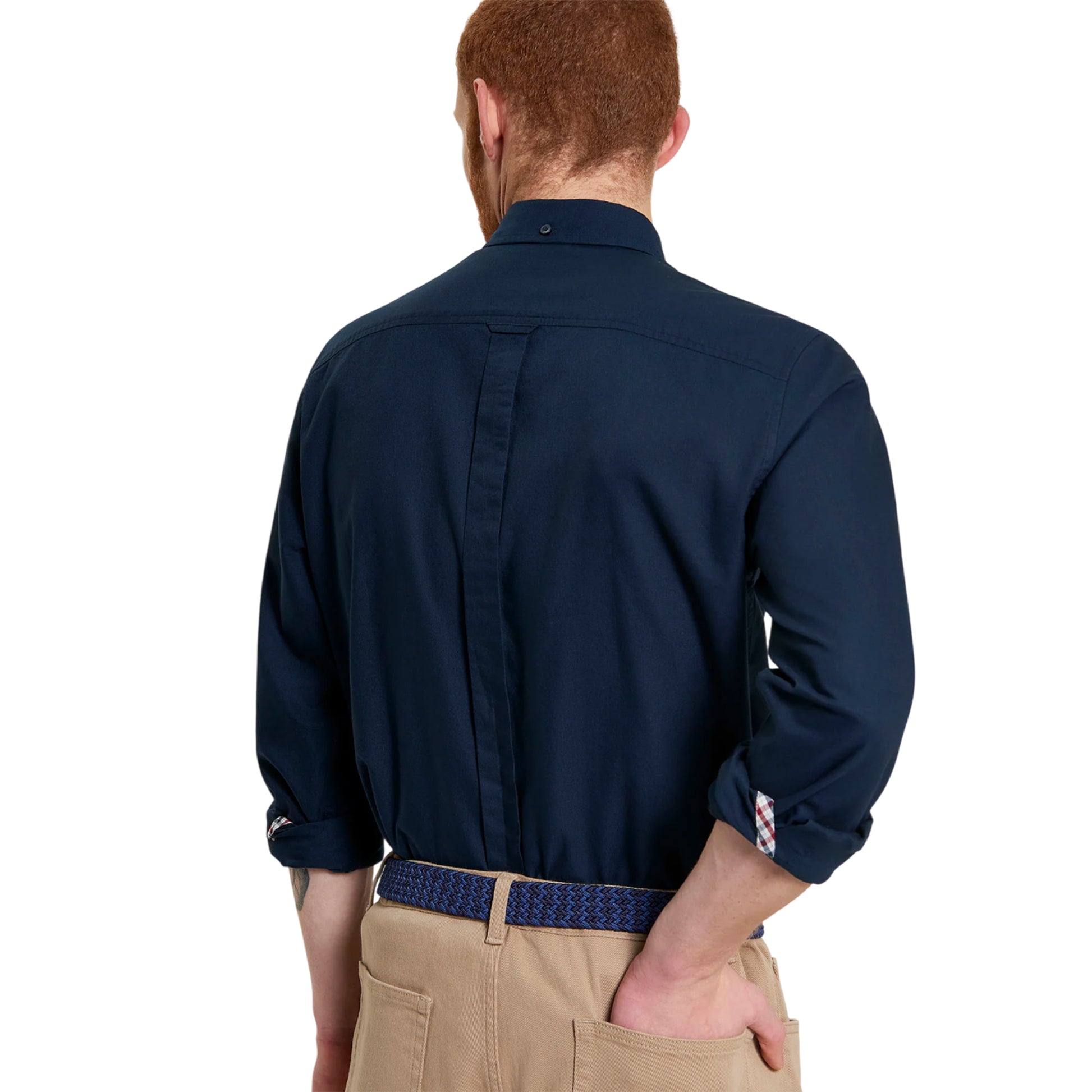 Dark Navy - Back - Ben Sherman Mens Signature Oxford Long-Sleeved Shirt