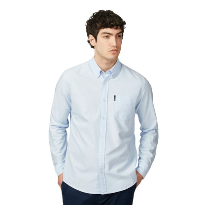 Sky - Front - Ben Sherman Mens Signature Oxford Long-Sleeved Shirt