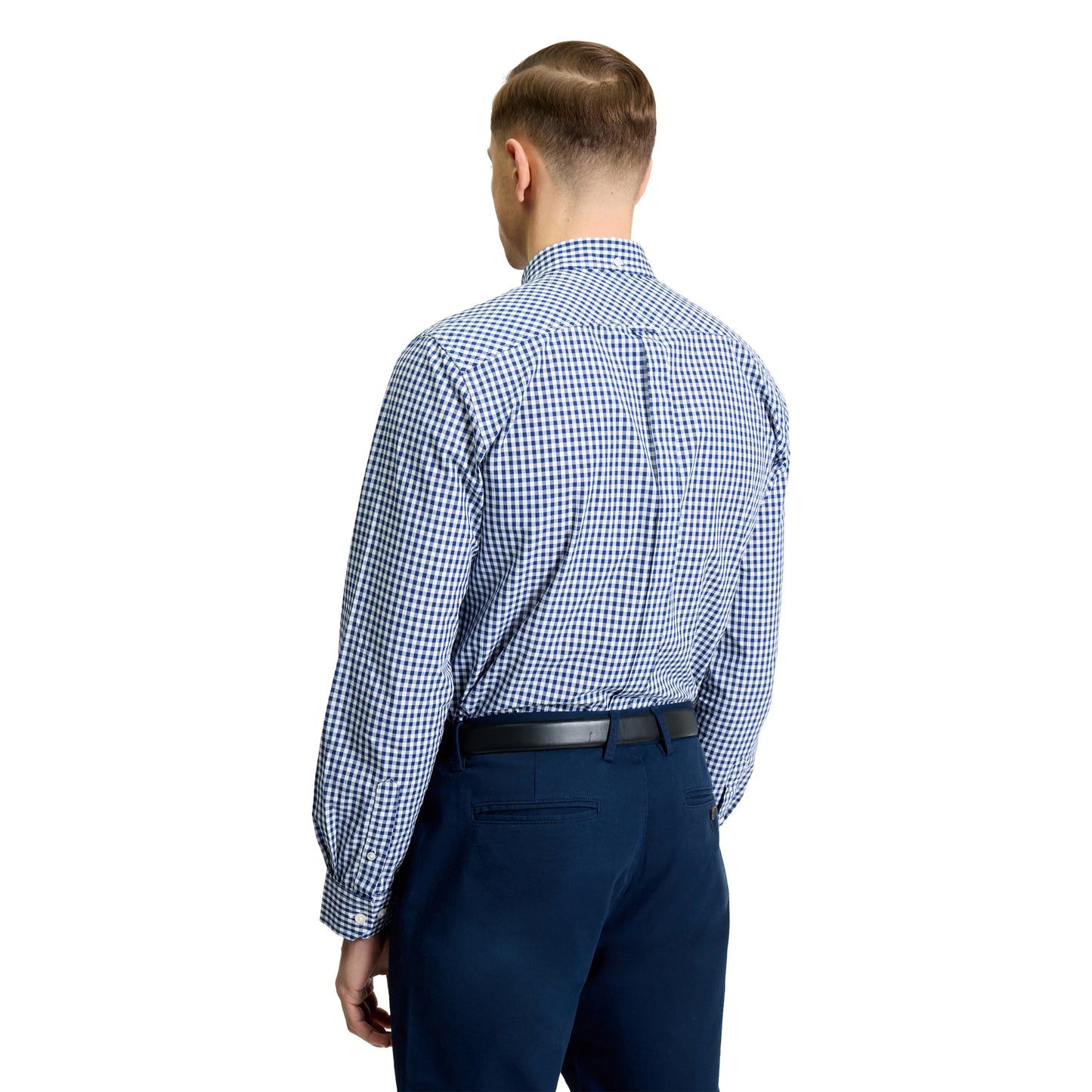 Dark Blue - Back - Ben Sherman Mens Signature Gingham Long-Sleeved Shirt
