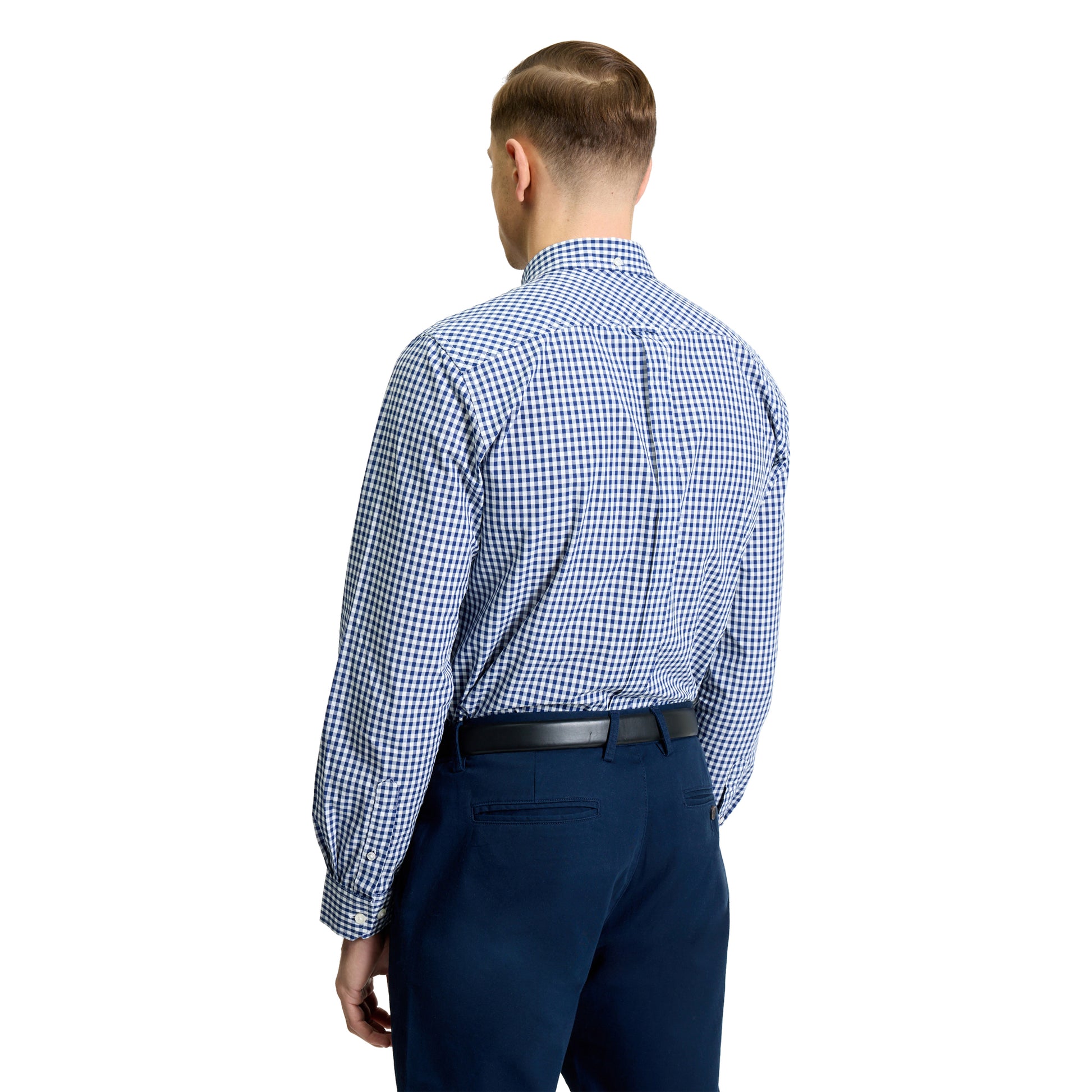 Dark Blue - Back - Ben Sherman Mens Signature Gingham Long-Sleeved Shirt