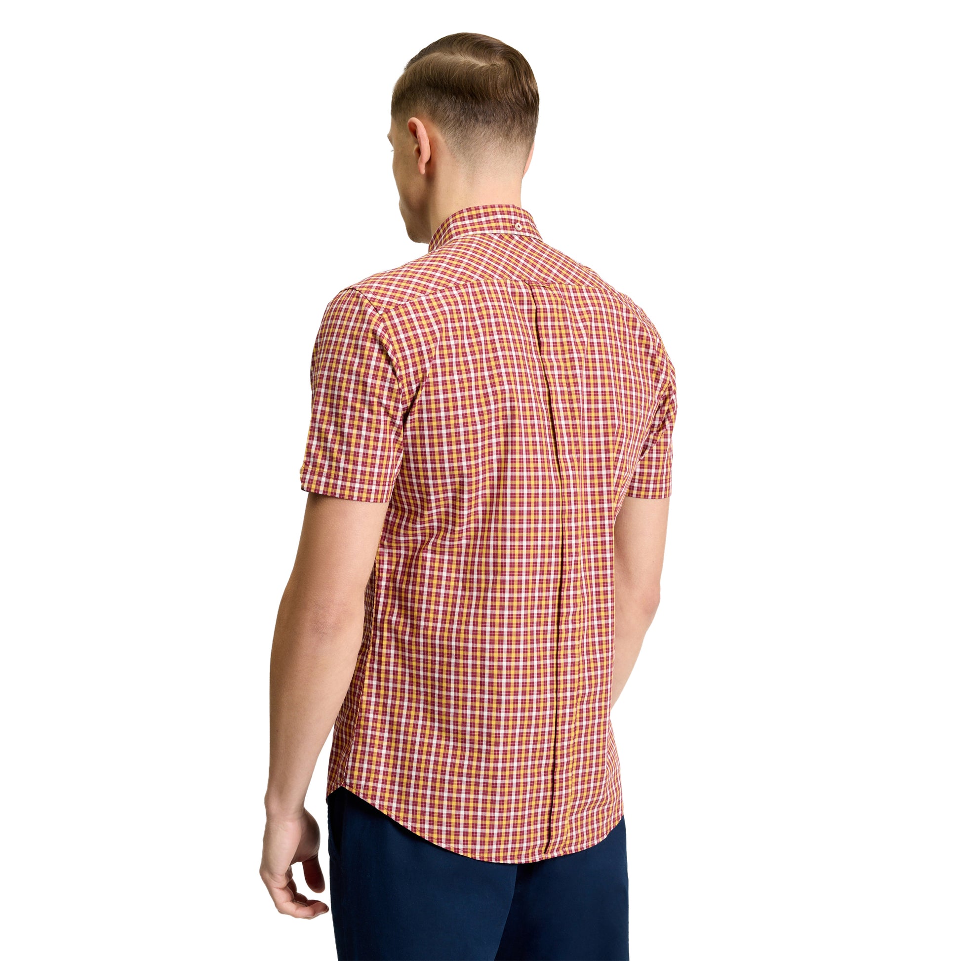 Red - Back - Ben Sherman Mens Signature House Checked Short-Sleeved Shirt
