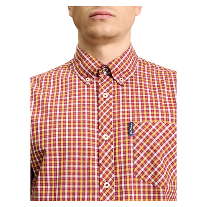 Red - Side - Ben Sherman Mens Signature House Checked Short-Sleeved Shirt