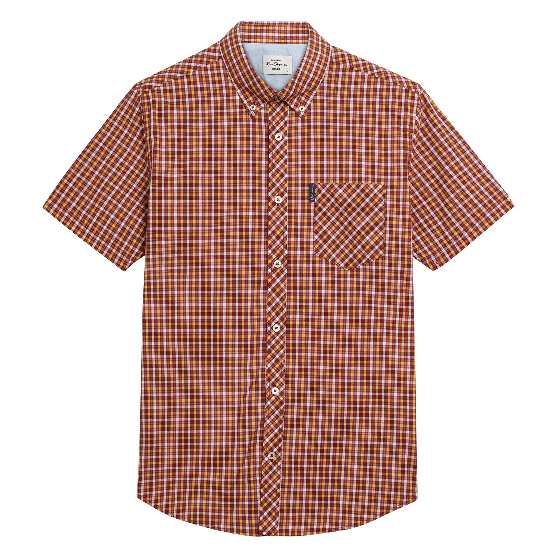 Red - Front - Ben Sherman Mens Signature House Checked Short-Sleeved Shirt