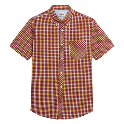 Red - Front - Ben Sherman Mens Signature House Checked Short-Sleeved Shirt