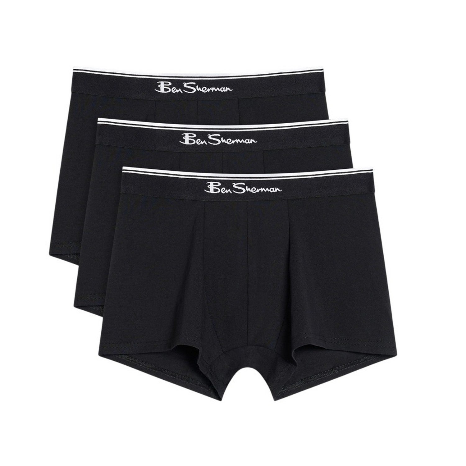 Black - Front - Ben Sherman Mens Mod Signature Stripes Boxer Shorts (Pack of 3)
