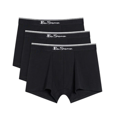 Black - Front - Ben Sherman Mens Mod Signature Stripes Boxer Shorts (Pack of 3)