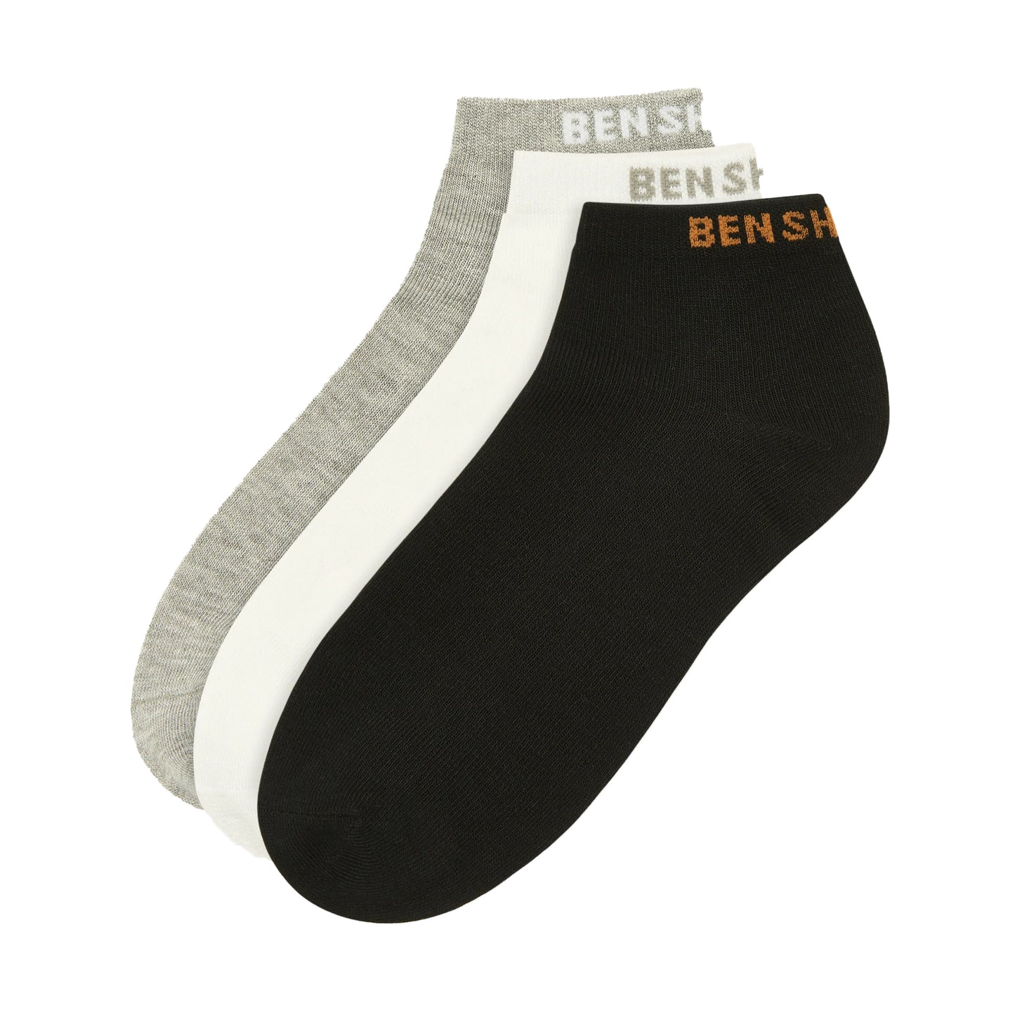 Black-White-Grey - Front - Ben Sherman Unisex Adult Trainer Socks (Pack of 3)