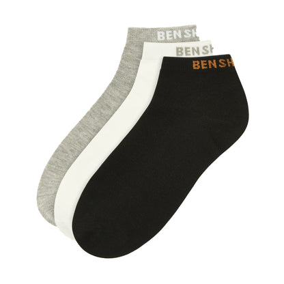 Black-White-Grey - Front - Ben Sherman Unisex Adult Trainer Socks (Pack of 3)