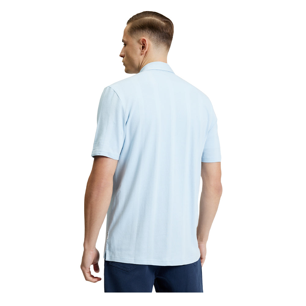 Powder Blue - Back - Ben Sherman Mens Vertical Pique Textured Shirt