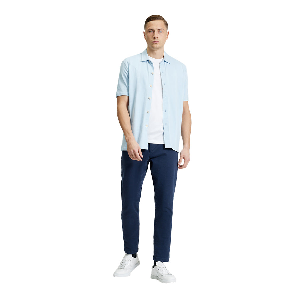 Powder Blue - Lifestyle - Ben Sherman Mens Vertical Pique Textured Shirt