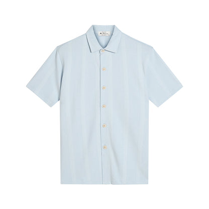 Powder Blue - Front - Ben Sherman Mens Vertical Pique Textured Shirt