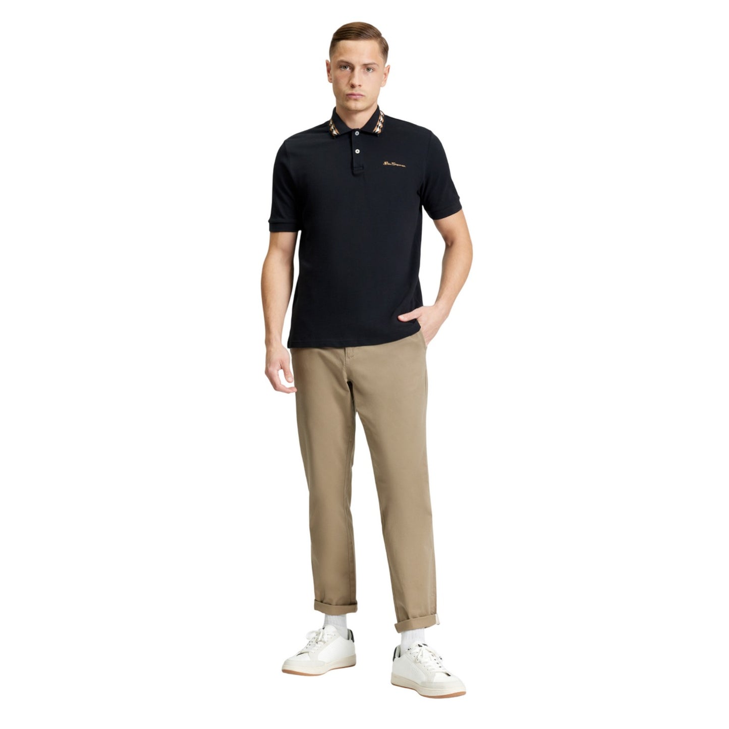 Black - Side - Ben Sherman Mens Interest Polo Shirt
