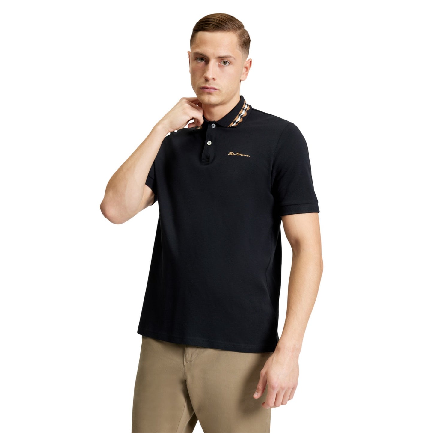 Black - Front - Ben Sherman Mens Interest Polo Shirt