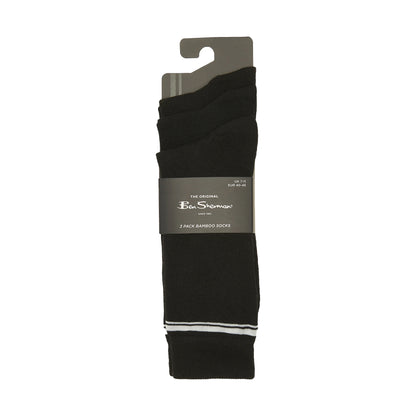 Black - Back - Ben Sherman Mens Stripe Bamboo Socks (Pack of 3)