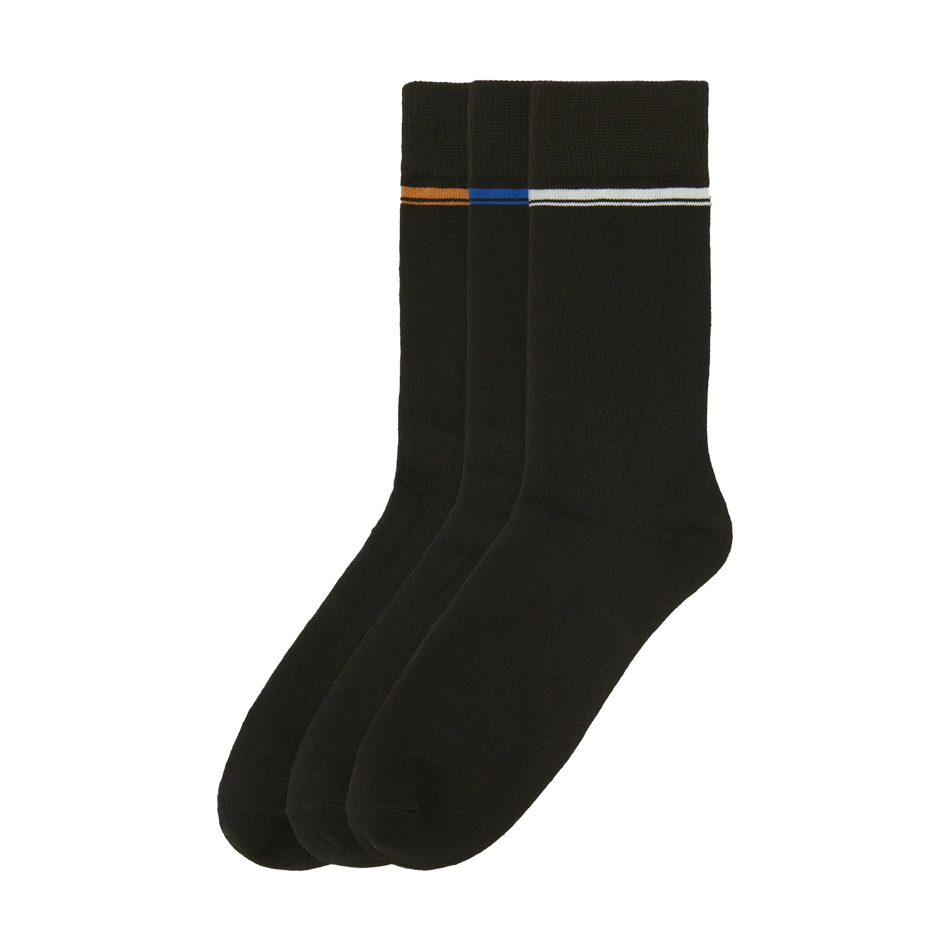 Black - Front - Ben Sherman Mens Stripe Bamboo Socks (Pack of 3)