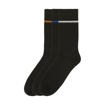 Black - Front - Ben Sherman Mens Stripe Bamboo Socks (Pack of 3)