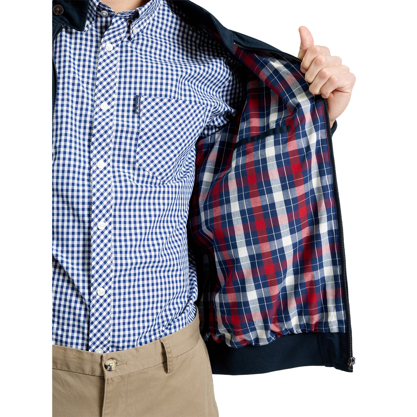 Dark Navy - Side - Ben Sherman Mens Harrington Signature Jacket