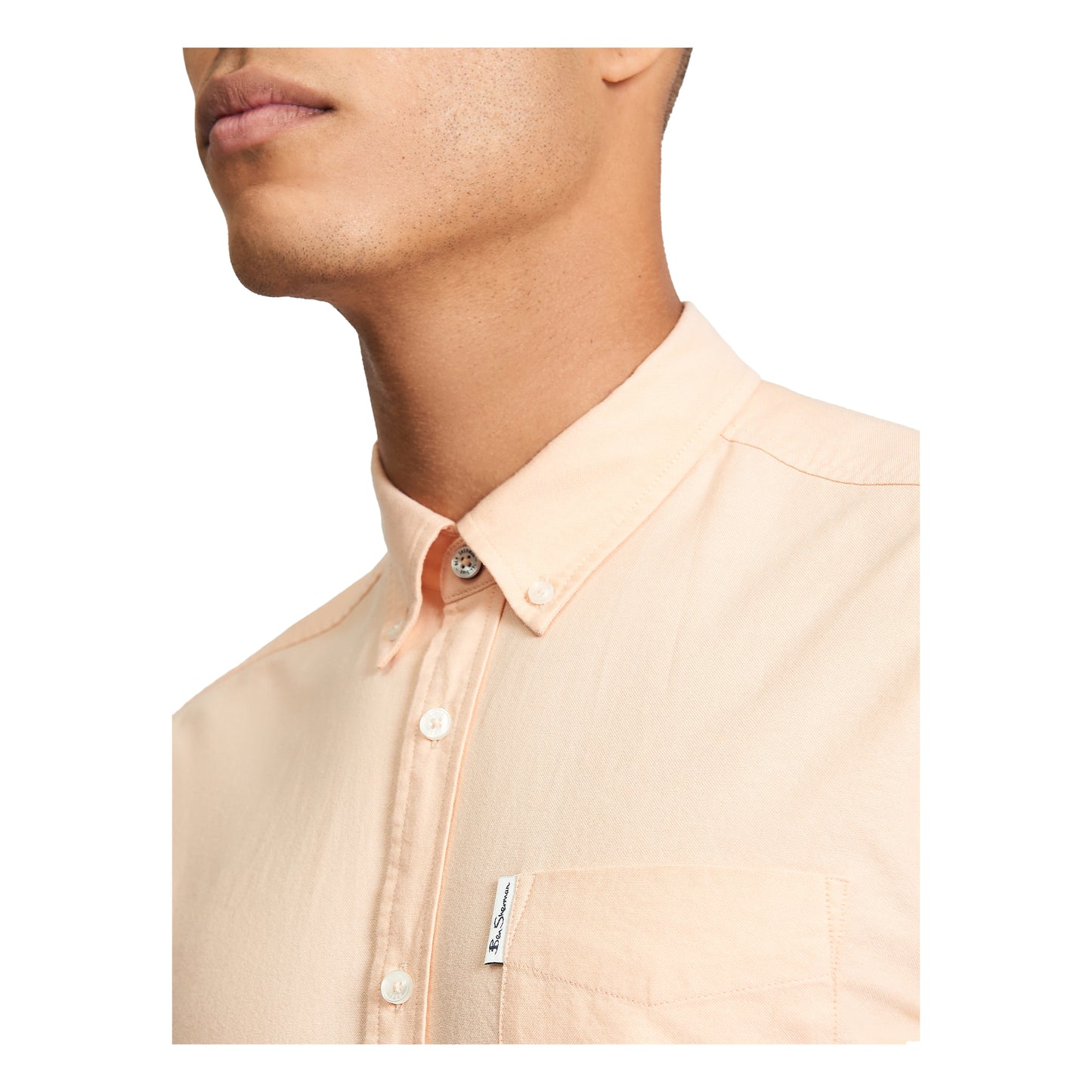 Orange - Side - Ben Sherman Mens Signature Oxford Short-Sleeved Shirt