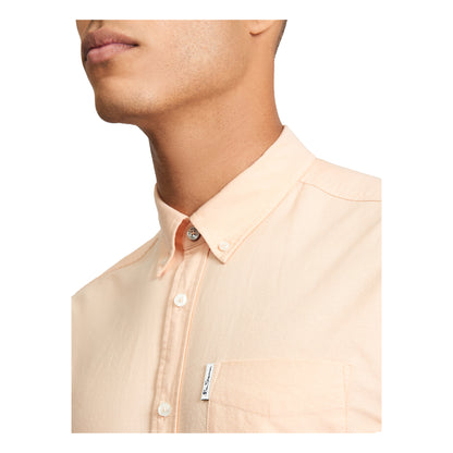 Orange - Side - Ben Sherman Mens Signature Oxford Short-Sleeved Shirt