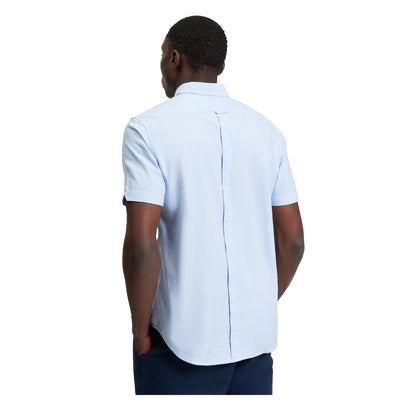 Sky - Back - Ben Sherman Mens Signature Oxford Short-Sleeved Shirt