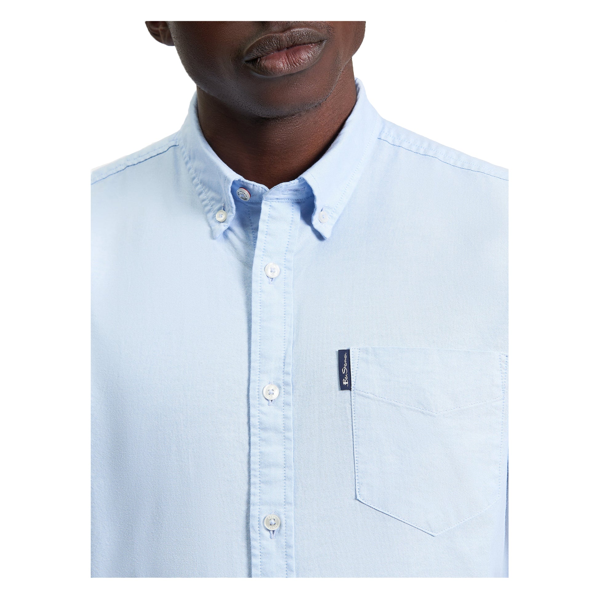 Sky - Side - Ben Sherman Mens Signature Oxford Short-Sleeved Shirt