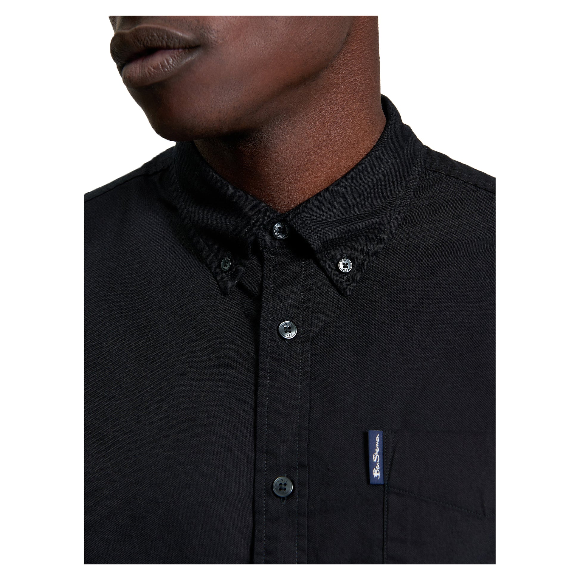 Black - Back - Ben Sherman Mens Signature Oxford Short-Sleeved Shirt