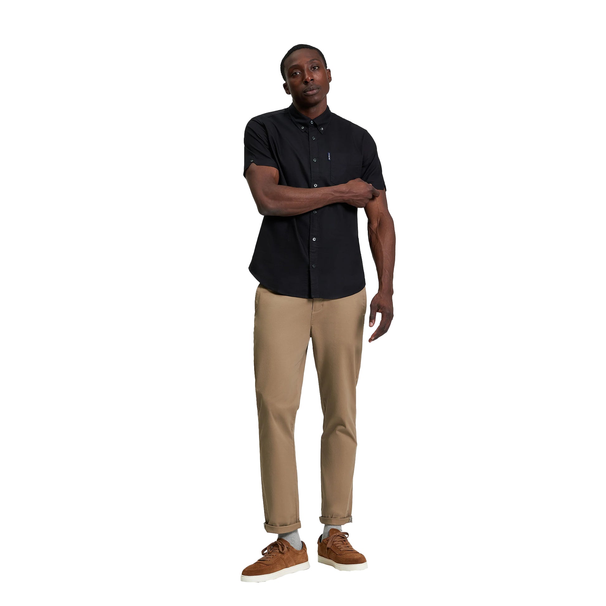 Black - Side - Ben Sherman Mens Signature Oxford Short-Sleeved Shirt