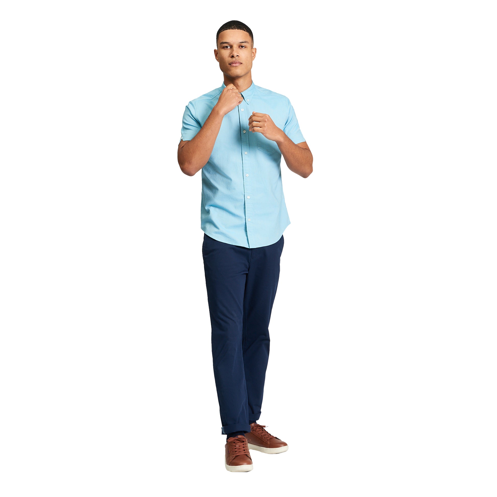Blue - Pack Shot - Ben Sherman Mens Signature Oxford Short-Sleeved Shirt