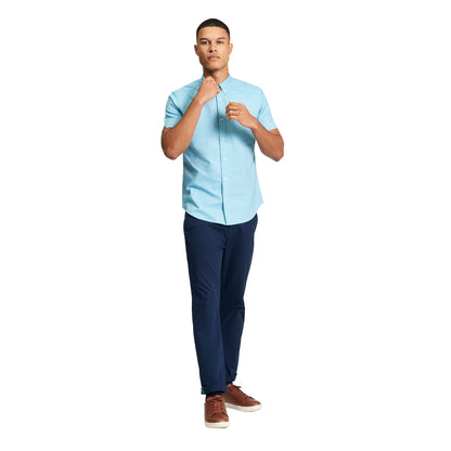 Blue - Pack Shot - Ben Sherman Mens Signature Oxford Short-Sleeved Shirt